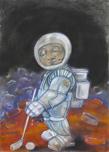 Alexandra Hudecová, Golf na Marse, pastel, 51x71 cm