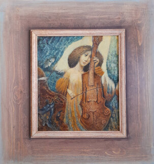 Peter Marček, Romantický sen, Olejomaľba na dreve 30x26 cm, predané