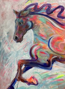 Saša Hudecová, Kôň, maľba na plátne 100x70 cm, 840 €, na vyžiadanie